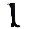 Boots Nude Thigh High Women Fashion Sexy Stretch Long Woman Faux Suede Square Head Chunky Heel Over The Knee Winter1