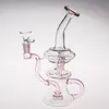 Roze Hookahs Waterleidingen Verbinding 14.4mm DAB Recycler Oil Rigs Glass Bong met Eercolator Kom Circulation