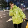 Women's Down & Parkas 2022 Winter Women Loose Solid Color Glossy Hooded Padded Coat Lady Casual Big Pockets Jacket MSFILIA