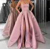 Sexig ny plus size rodnad rosa vinröd en linje prom klänningar hög sida delade formella festklänningar prom klänning slitage ogstuff vestido de novia
