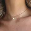 2020 Butterfly hänge halsband för kvinnor tjejer mode rosa guld halsband elegant choker mode söt smycken gåva