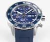 2020 MENS BLS Factory Edition Asia Valjoux 7750 Arbetande Chronograph Movement Blue Dial Rubber Diver's Movement Men'308o