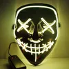 10style EL Wire Mask Skull Ghost Face Masks Flash Glowing Halloween Cosplay Led Mask Party Masquerade Masks Mueca Horror Masks GGA3757