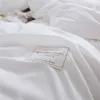 Liv-esthete Pure White Luxury Bedding Set Soft Home Duvet Cover Flat Sheet Double Queen King Vuxen Sängkläder sängkläder som gåva T200826