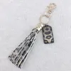 European and American personality luggage tag wallet keychain fashion long plaid leopard print tassel key ring pendant