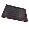 54 Mini Grids Clear Glass Lid Jewelry Tray Box Showcase Display Storage for Home Shop Counter Organizer Ring display box glasses M230v