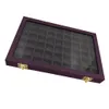 54 Mini Grids Clear Glass Lid Jewelry Tray Box Showcase Display Storage for Home Shop Counter Organizer Ring display box glasses M225S