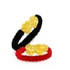 Anneau d'or jaune 24k jaune pur 3D 999 Gold Pixiu Dragon Son Red String Weave Weave Ring (toute la taille peut personnaliser)