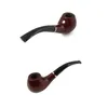 100pcs/lot Free Shipping Classic Wooden Smoking Tobacco Pipe Black Bent Stem with Filter Red Stand and Black Pouch