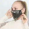 Sequins mode is silke bling 3d tvättbar återanvändbar mask pm2.5 ansiktsvård sköld solfärg guld armbåge glänsande ansikte täckmaskar mun fy9048