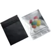 7.5*10cm Matte Black / Clear Front Zipper Bags Resealable Zip Aluminum Foil Plastic Bag Food Grocery Packing Mylar