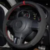 DIY Black Genuine Leather Suede Car Steering Wheel Cover for Volkswagen Golf 6 Mk6 VW Polo Jetta MK5 Sagitar Bora Santana