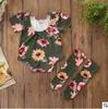 Meninas roupas crianças verão boutique conjuntos de roupas bebê floral flores topos perna mais quente ternos impresso tshirt meias longas meias ay1231470