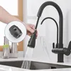 Rozin Purification Kitchen Faucets Black Pull Out Kitchen Water Filter Tap 3 Way Mixer torneira para cozinha de parede Crane T200812