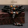 Regnbåge Obsidian armband Buddha smycken 108 pärlor med naturliga tiger ögon sten amulet charm armband för män och kvinnor