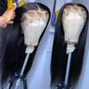 ブラックレースフロントウィッグ合成黒人女性Glueless Middle Part Soft Silky Straight Straight耐熱性gless毛合成フルウィッグBA7048320