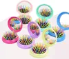 Baby Rainbow Hairbrush Kids Mini Portable Head Massager Hair Brush Children Bath Anti-static Comfortable Fold Combs With Mirrors free ship