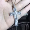 New Arrival Luxury Jewelry Hip Hop Cross Pendant Multi Style 925 Sterling Silver Hot Sale Pave White Topaz CZ Diamond Clavicle Necklace Gift