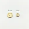 200pcs 10mm 15mm Bottoni da cucire rotondi in legno naturale con 4 fori per accessori di abbigliamento Scrapbooking