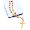 Bracciale con croce da appendere per auto, rosario, braccialetto con croce abbronzante in plastica