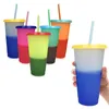 プラスチック温度変化カラーカップカラフルな冷たい水色の変化ボテラスデアグアコーヒーカップマグボトルとストロー