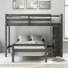 US Stock 2020 Grijze Twin Size via eenpersoonsbed met ladder en Guard Rail Full-bed met planken voor kinderen Volwassenen LP000021AAE Hotselling