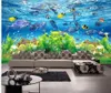 Anpassad tydlig 3D -bakgrundsvägg av undervattensvärlden 3D Ocean Wallpapers 3D Väggmålningar Wallpaper för vardagsrum