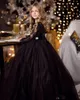 New Cheap Black Ball Gown Girls Pageant Dresses Lace Long Sleeves Crystal Belt Bow Princess Tulle Puffy Kids Flower Girls Birthday267W