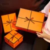 Luxus großer orangefarbener Seiden Bogenband Geschenkbox Party Hochzeits Brieftasche Schal Bestseller Pappe Verpackung Dekorative Geschenkbox