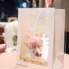 Embalaje de regalo creativo, bolso de mano con ventana transparente, regalo de cumpleaños, bolso de flores, bolso de mano de flor inmortal XD23706