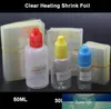 Film rétractable en PVC transparent pour bouteilles de jus d'e-liquide de 5 ml, 10 ml, 30 ml, joints à manchon rétractable pour bouteilles compte-gouttes d'e-liquide de 15 ml, 20 ml et 50 ml