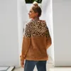 Women Sherpa Hoodies Sweatshirts Designer Autumn Winter Patchwork Leopard Furry Hoodie Double sides Plush Hooded Sweater Blouse To9504102