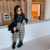 Neueste INS Kleine Mädchen Hosenträger Plaid Overalls Hosen Mode Herbst Winter Outwear Kleidung Kinder Bounty Kleidung Großhandel