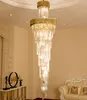 European Crystal Chandeliers Black Gold Modern Chandelier Lights Fixture LED Light American Long Stair Crystal Hanging Lamps Dia403433
