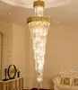 الثريات الكريستالية الأوروبية الذهب الأسود أضواء الثريا الحديثة لاعبي LED American American Long Crystal Hanging Lamps DIA40226A