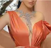 2020 Arabisch ASO EBI Mermaid Beaded Sexy Avondjurken Sheer Neck Prom Dresses Satijn Formele Partij Tweede Receptie Growns ZJ0594