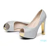 Hot Style -silver Bröllopsskor Guld Diamond Rhinestone Sexiga High Heels Princess Prom Ball Skor Storlek 34 till 39 YL