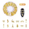 1 Box Roda Gold Silver metal Nail Art Decoração oco Mixed New Designs DIY Unhas Studs Riverts Manicure Acessórios