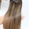 2/6 Extensions de cheveux humains Balayage Faits saillants Brun foncé Tissage de cheveux humains Bundles Brésiliens Vierge Cheveux Épais Fin 100 grammes un se1113522