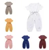 Baby flicka casual jumpsuits barn solid färg o-hals lacing lykta jumpsuits pojke sommar jumpsuit baby spädbarn flicka casual kläder by1568