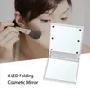 Specchi compatti pieghevoli Specchio per trucco con 6 luci a LED Mini specchio cosmetico LED quadrato compatto portatile J1038