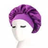400 pièces/lot vente en gros Bonnet en Satin pour femmes avec large bande élastique doux soyeux respirant bonnet de sommeil chapeaux accessoires de cheveux