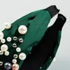 Fabric Headband with pearl Hair Bands Women Hair Hoop Fashion Hair Accessories Yellow/Green/Black/Pink J1518