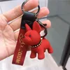Fashion Resin Bulldog Key Chain Top quality Leather Straps Accessories Car Key Chain Pendant Bag Chains ins Hot Keychain