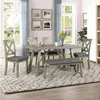 6 Piece Dining Table Set Wood Dining Table and chair Kitchen Table Set with Table, Bench and 4 Chairs, Rustic Style, Gray SH000109AAE