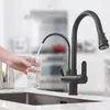 Rozin Purification Kitchen Faucets Black Dra Out Kitchen Water Filter Tap 3 Way Mixer Torneira Para Cozinha de Parede Crane T200812