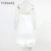 Yissang Çift Katmanlı Ruffles Parti Elbise Kadın Kayış Derin V Boyun Seksi Clubnight Bodycon Mini Elbiseler Femal Summer 2020 Vintage
