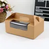 200X Maniglia portatile Finestra trasparente 6 fori Kraft Paper Cupcake Muffin Dessert Scatole per imballaggio per contenitori per imballaggio regalo di nozze