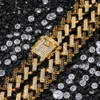 男性のジュエリーのネックレスのためのゴールデンダイヤモンドヒップホップで模倣された15mmストリップキューバチェーンマイアミヒップホップネックレス