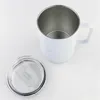 10oz blank sublimering vin tumbler muggar med handtag Vit rostfritt stål isolerade kaffekoppar dubbel vägg vakuum bil kopp bärbar resa rånar